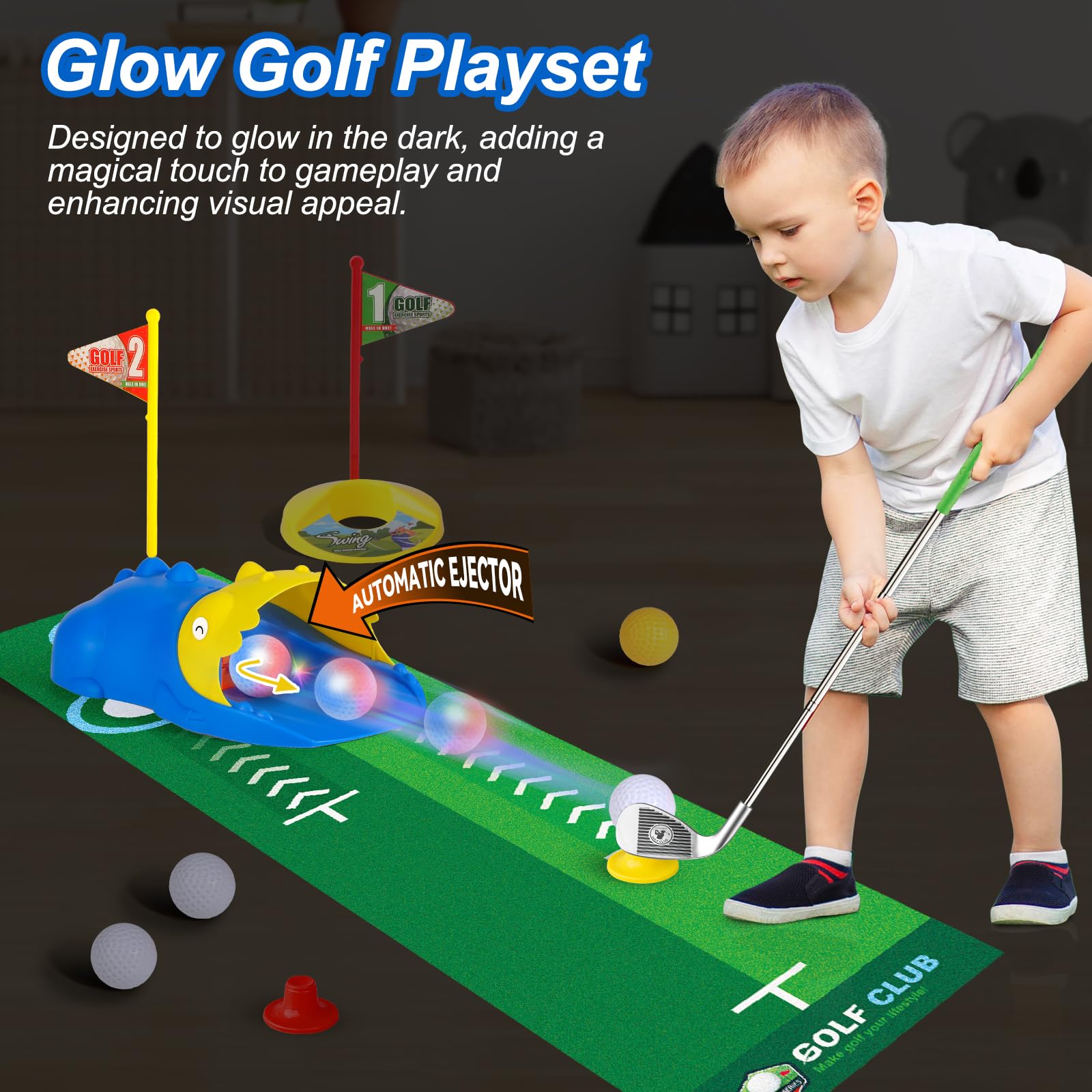 Liberry golf set suitable for indoor and outdoor use.