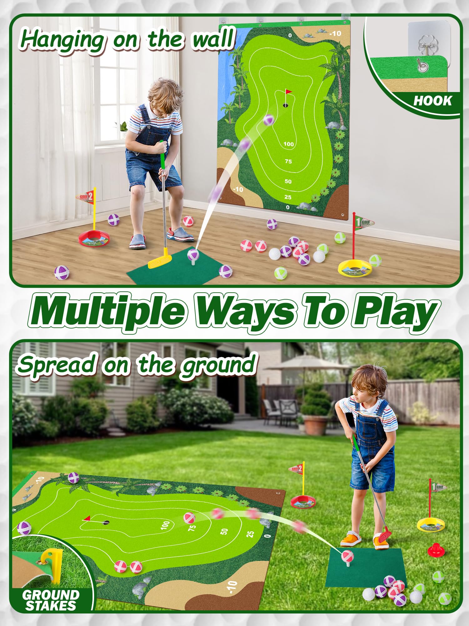 Liberry Kids Golf Set retractable clubs fit little hands for easy grip.