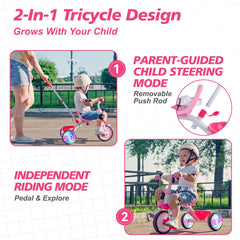 Liberry rear light-up wheels on tricycle illuminate outdoor play.