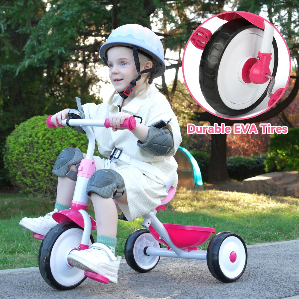 Liberry pink sidewalk outdoor use view highlights durable steel frame for adventures.