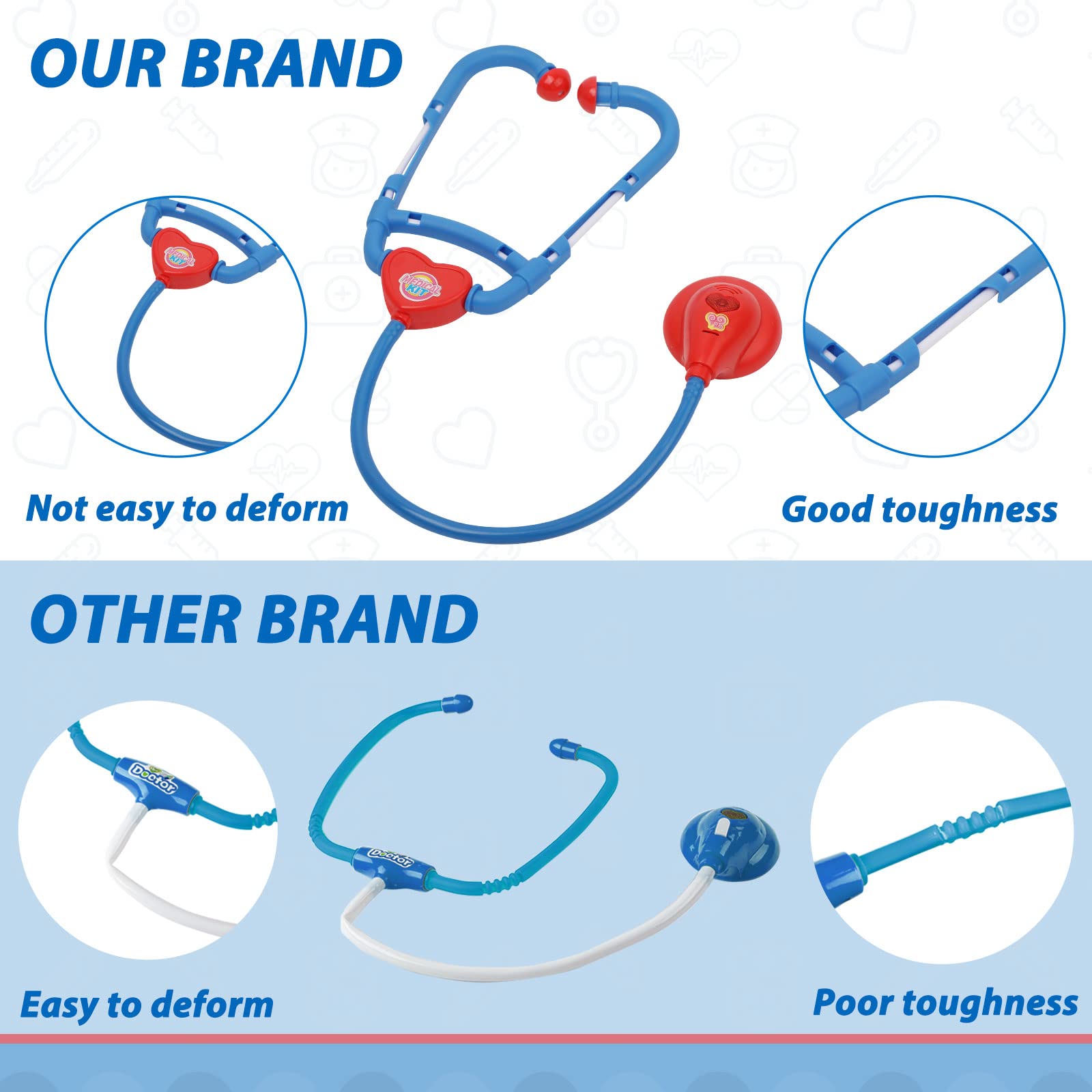 Liberry blue stethoscope paired with cart for hands-on medical role play.