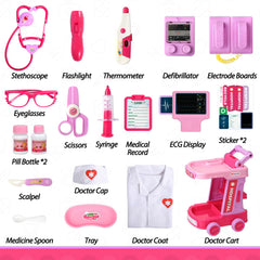 Liberry pink surgical cap and badge complete the doctor costume
