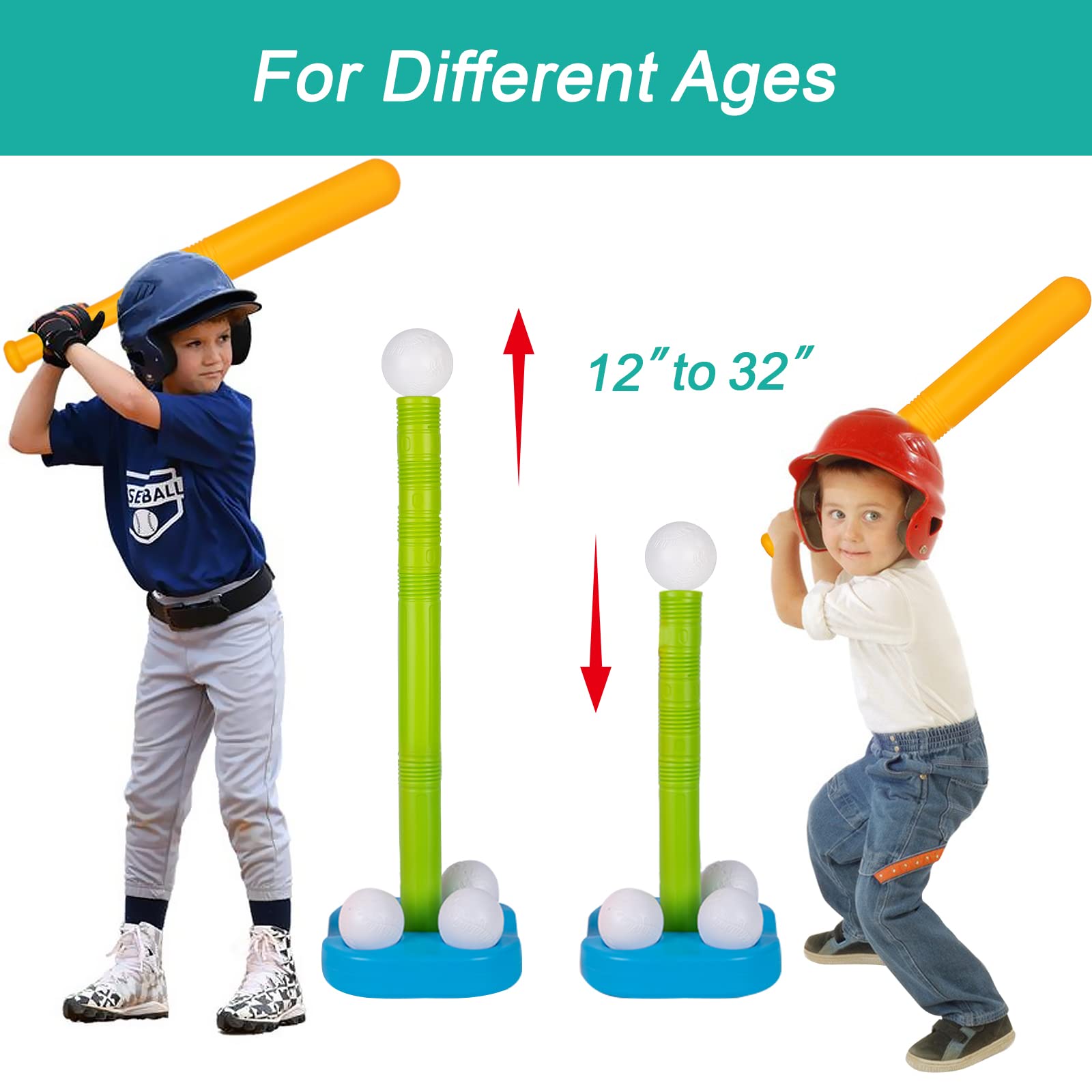 Liberry Tball child practicing batting with tee and balls.