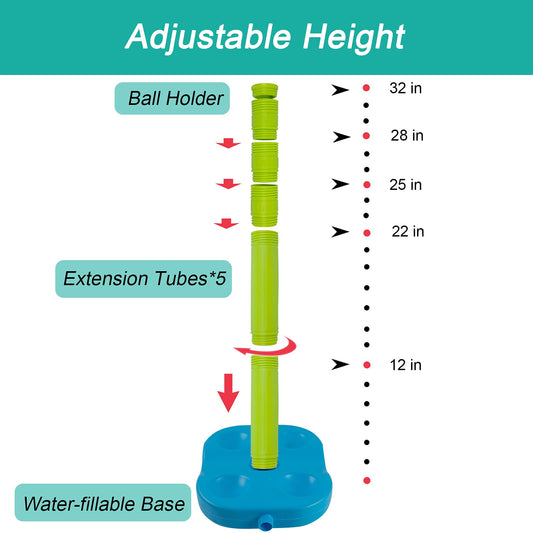Liberry Tball stand height tubes demonstrate adjustable tee for kids.