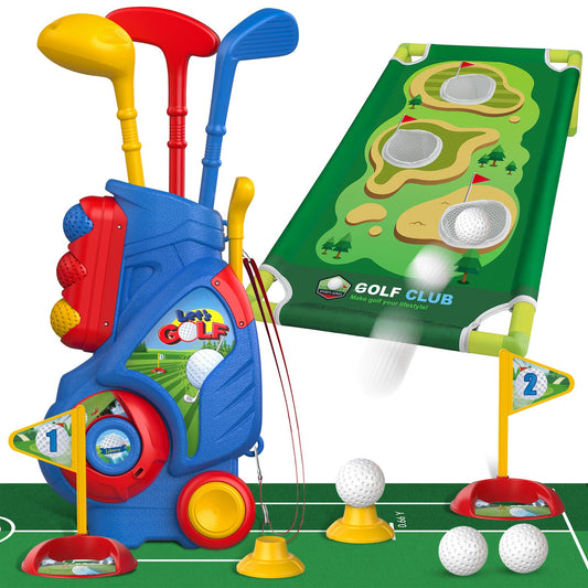 Liberry toddler golf cart with retractable handle for outdoor play.