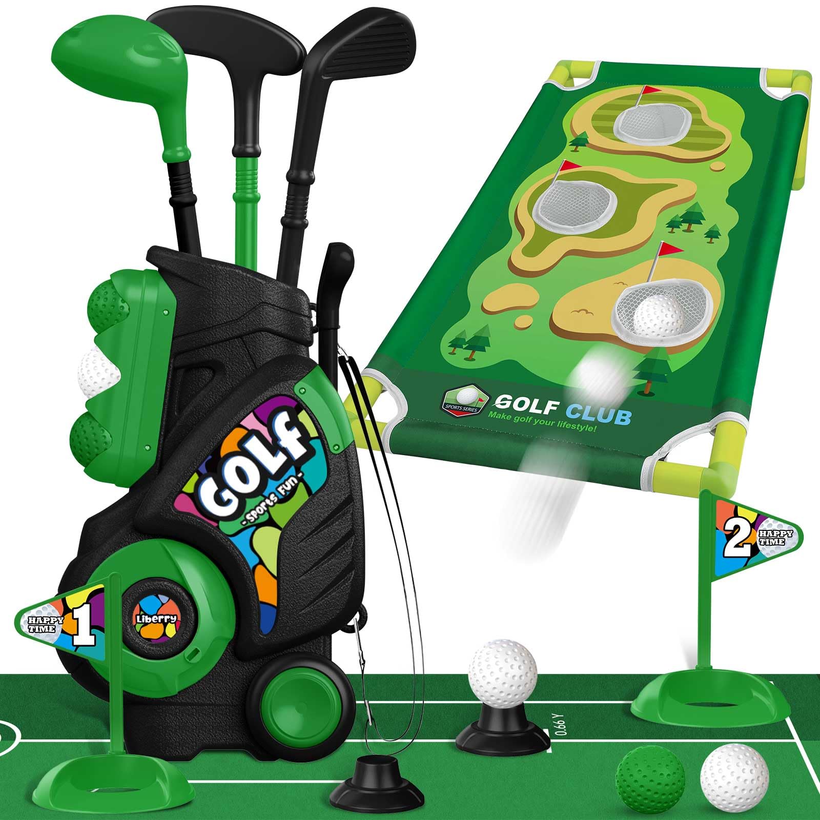 Liberry toddler golf cart with portable design for indoor or outdoor play.