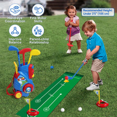 Liberry blue putter club assists toddlers with gentle, guided putting.