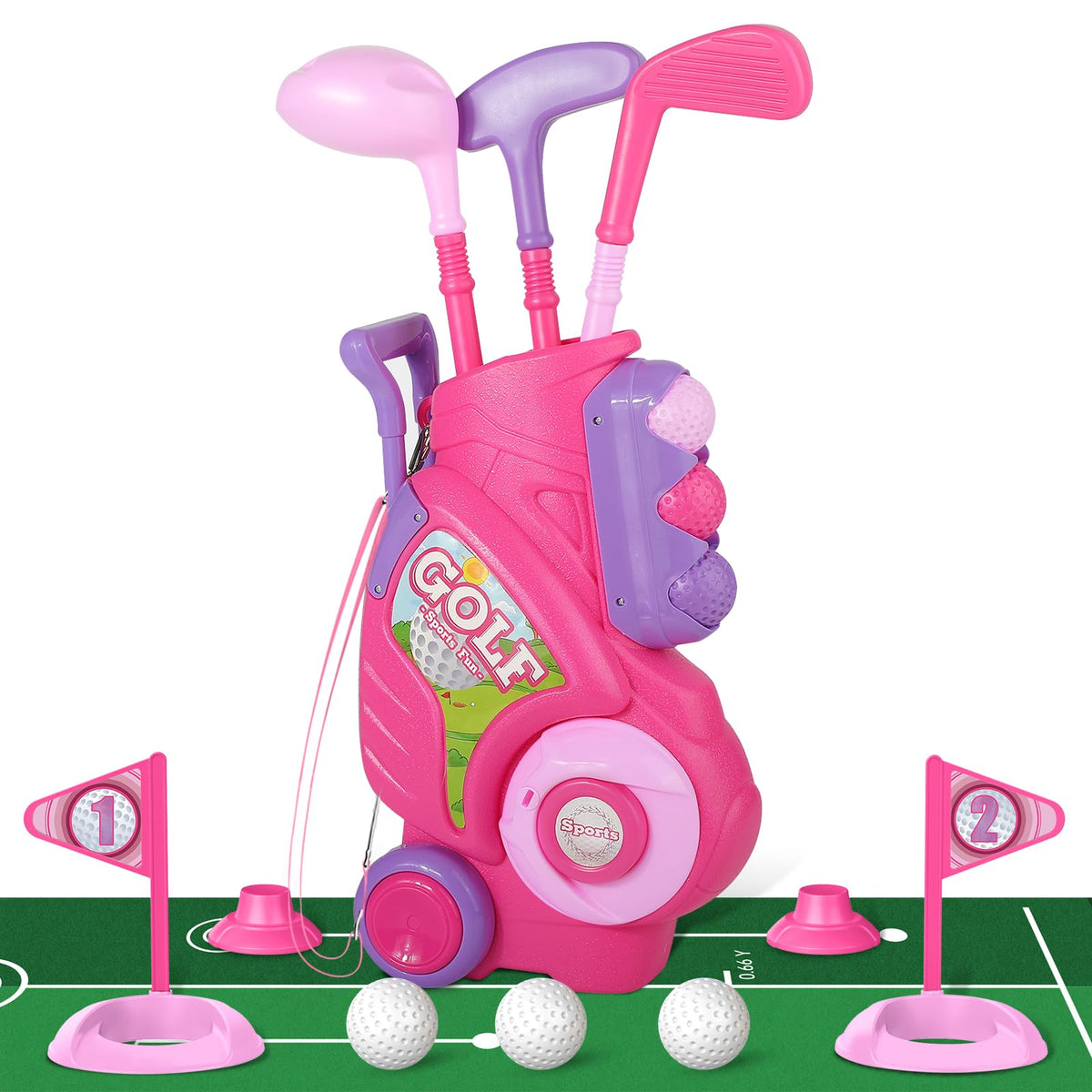 Liberry toddler golf set with cart for easy portability and outdoor fun.