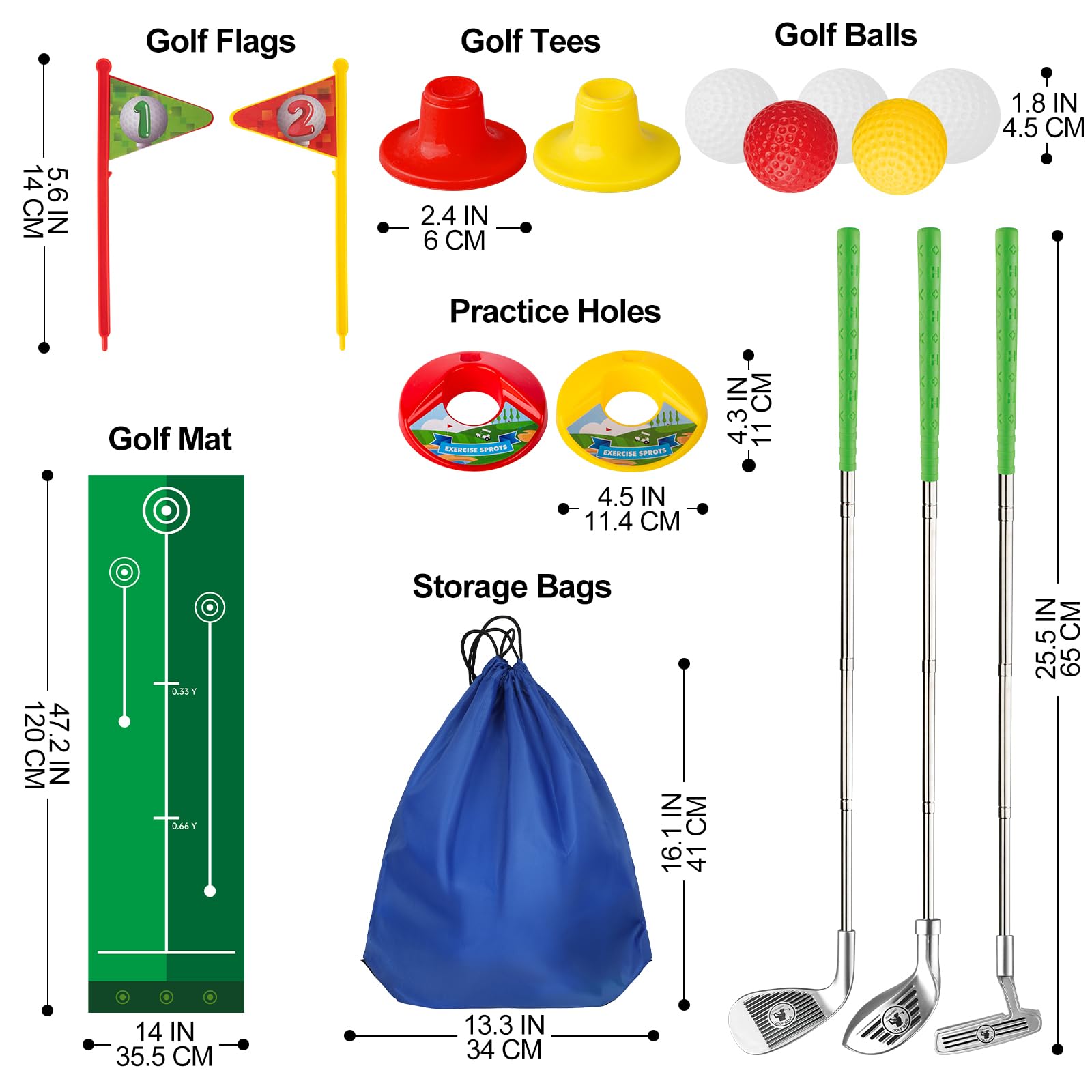 Liberry flags and holes add playful targets for skill building.