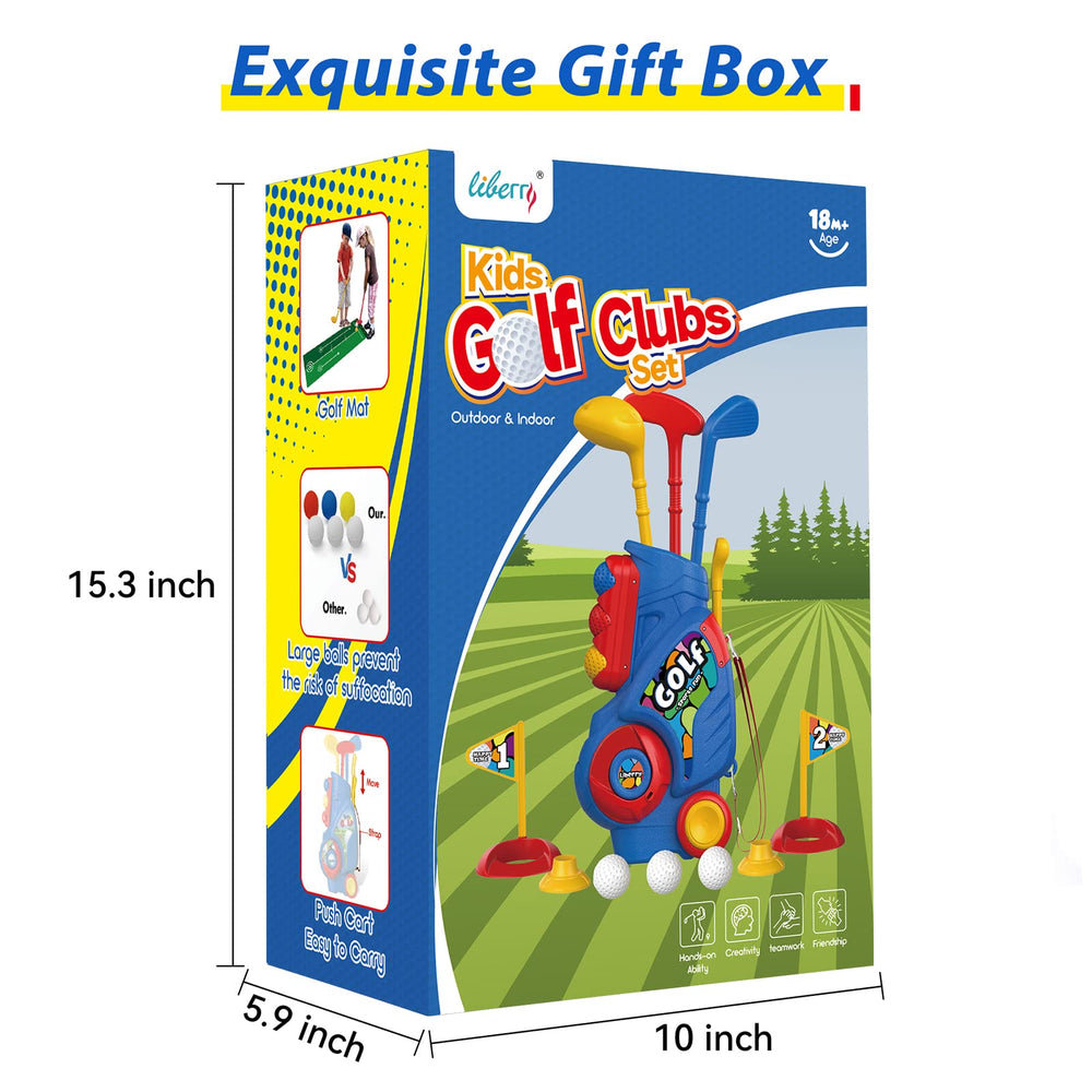 Liberry toddler golf set tees and flags to support learning.