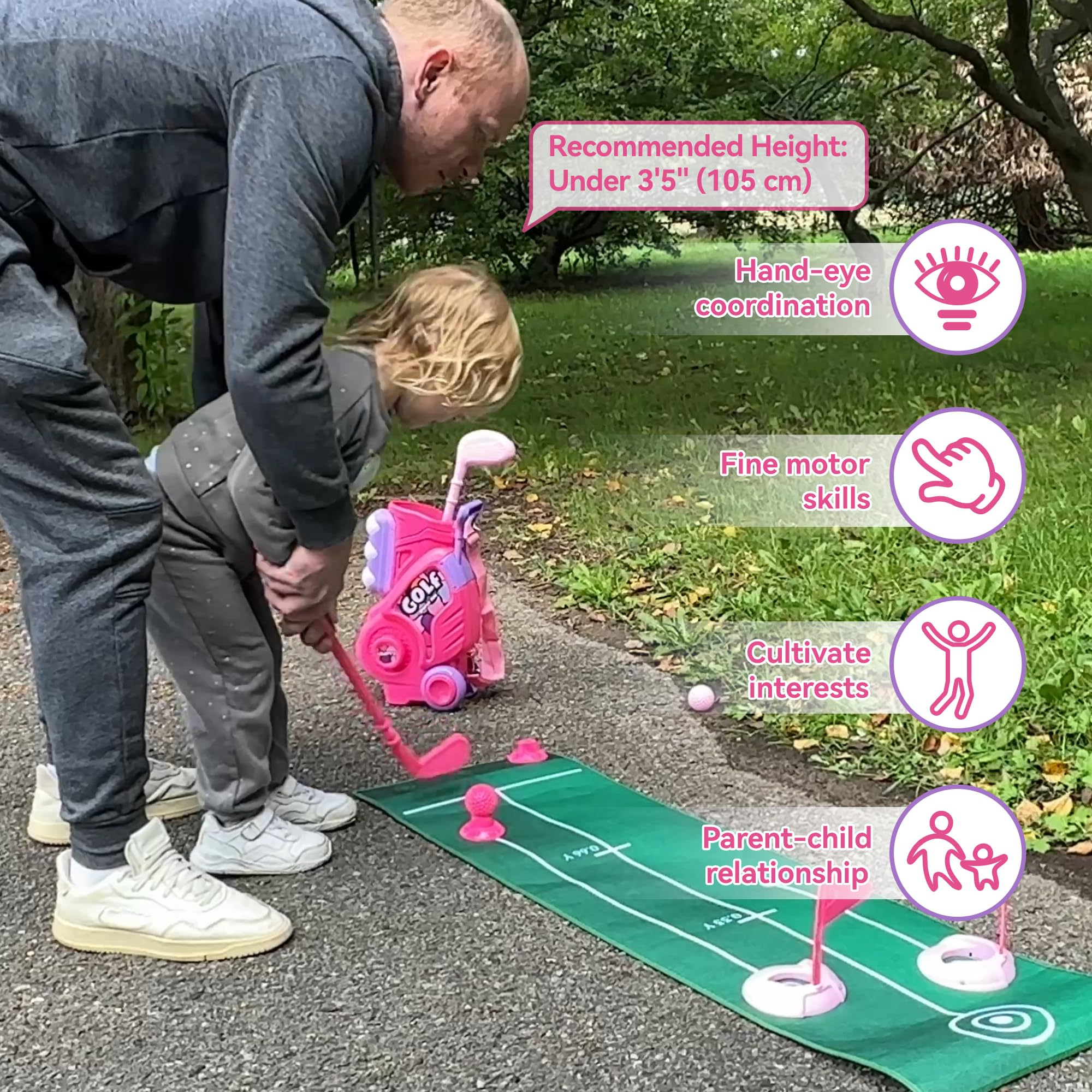 Liberry wood and iron clubs sized for beginner swings