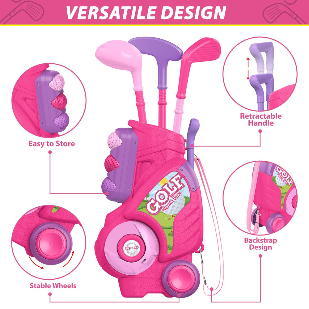 Liberry toddler golf set woods irons and putter for versatile practice.