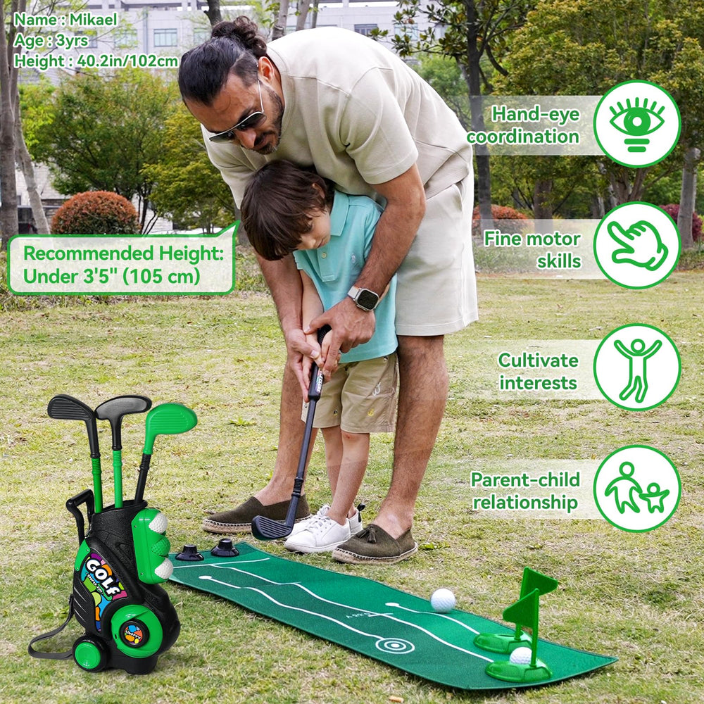 Liberry included tees to practice tee-offs with toddlers.