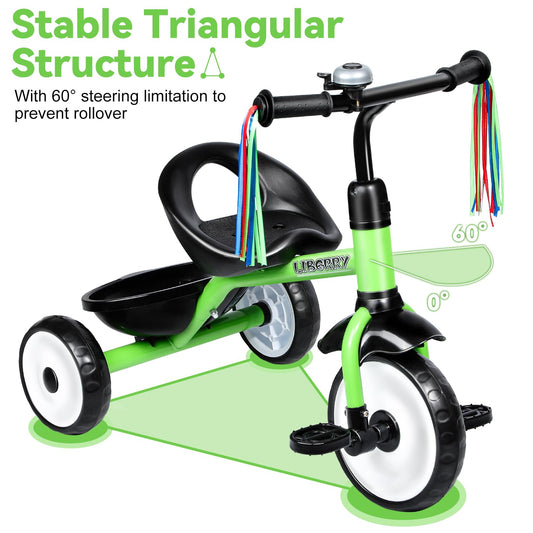 Liberry toddler tricycle with bell enhances riding awareness for kids