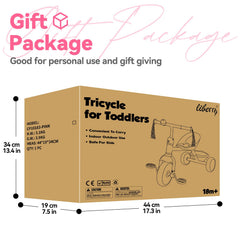 Gift-set packaging makes Liberry pink tricycle a ready present.
