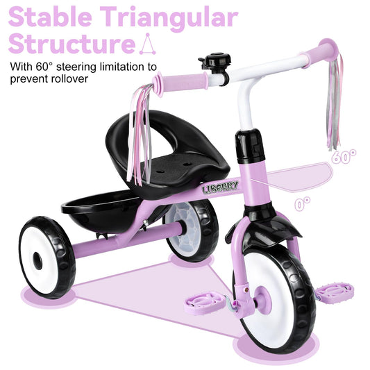 Liberry toddler tricycle left-side profile highlights sturdy frame for versatile play