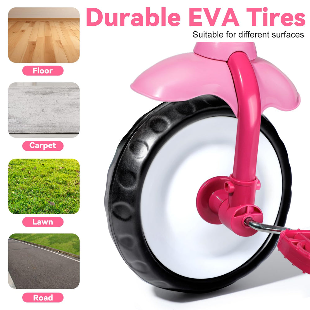 Liberry toddler tricycle pink bell detail adds friendly signaling during rides.