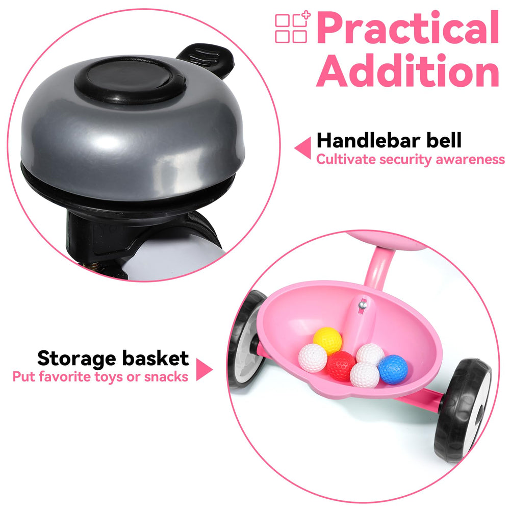 Liberry toddler tricycle pink removable pedal option supports adjustable riding difficulty.