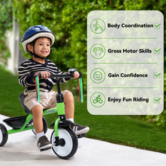Liberry tricycle steel frame with safety paint emphasizes durability and kid-friendly design