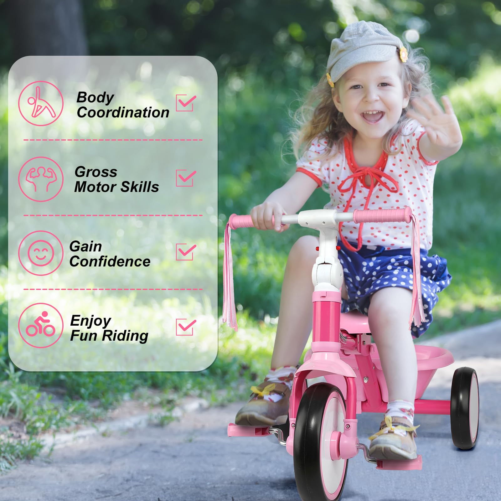 Liberry toddler tricycle triangle frame enhances stability during learning rides