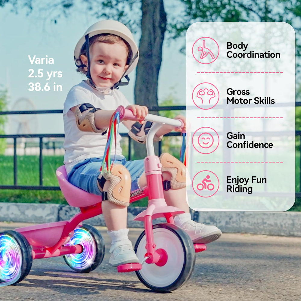 Triangle-structure frame enhances stability during early riding.