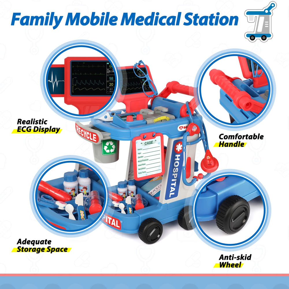 Liberry thermometer toy enhances pretend visits and learning.