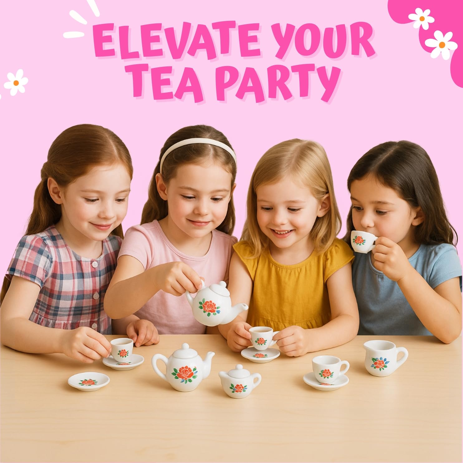 Liberty Imports 17-piece tea set serving tray for organized pretend gatherings.