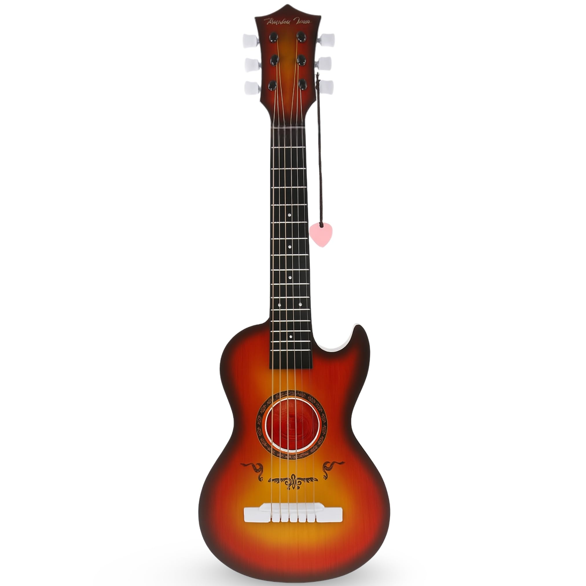 Liberty Imports 23-inch acoustic guitar front view with cherry sunburst, ideal for beginners learning notes.