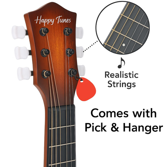 Liberty Imports 23-inch acoustic guitar side view showing slim, comfortable profile.