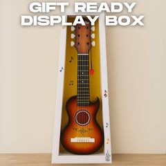 Liberty Imports 23-inch guitar headstock close-up with tuners and strings.