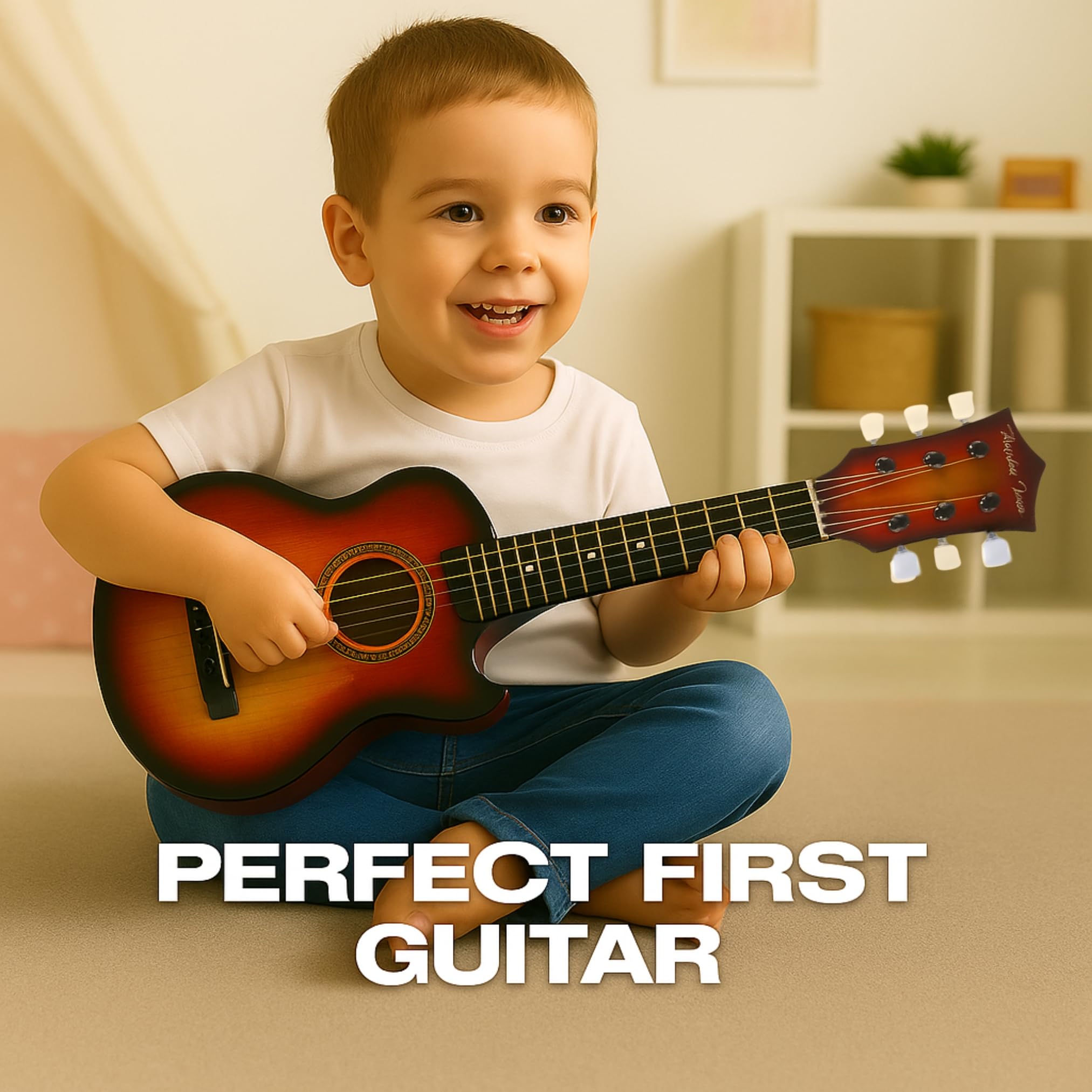 Liberty Imports 23-inch guitar full view on stand shows size for kids.