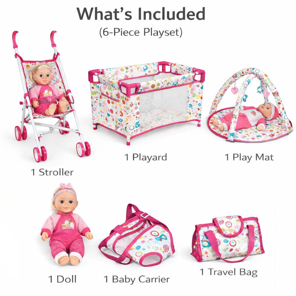 Liberty Imports 5-in-1 doll stroller playset activity mat for multi-sensory play