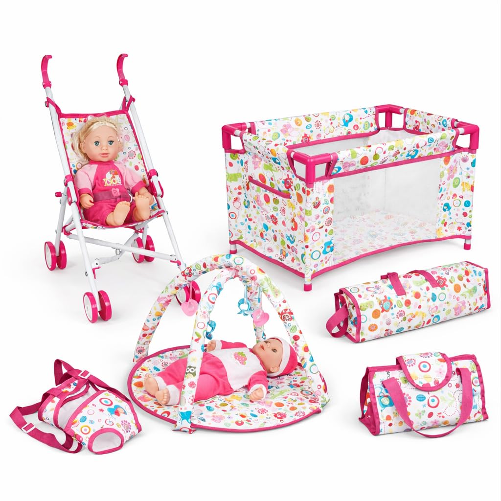 Liberty Imports 5-in-1 doll stroller playset stroller for on-the-go imaginative play