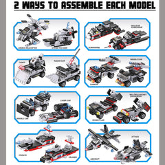 Liberty Imports 8-in-1 naval models enable versatile building play.