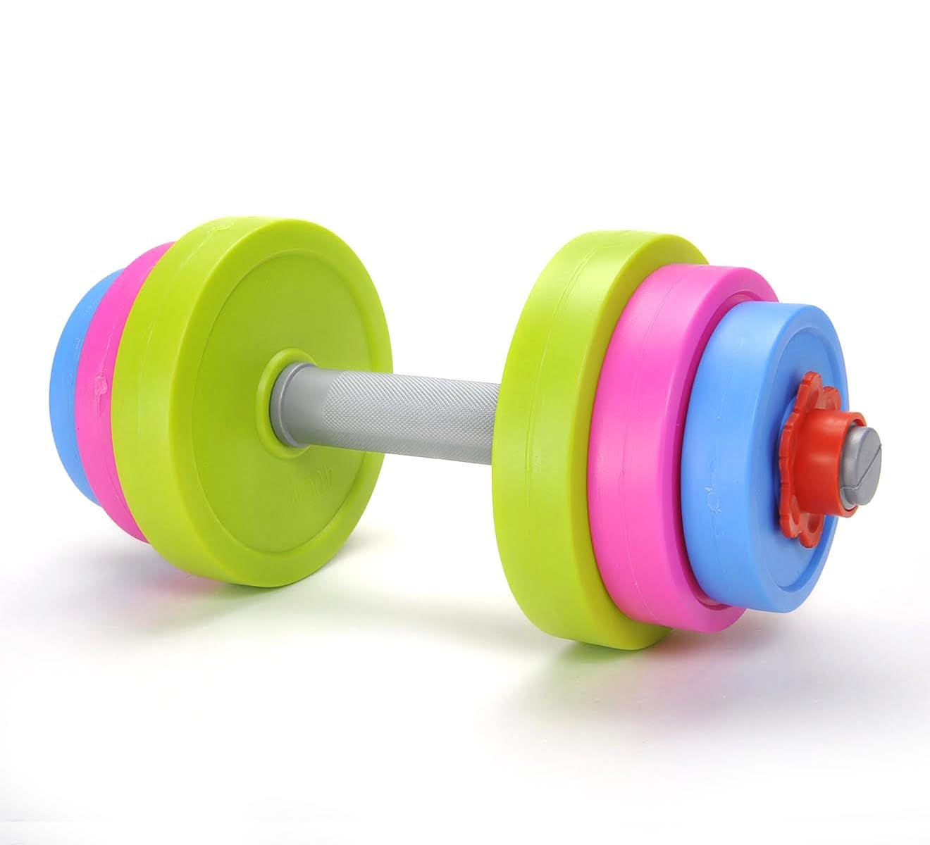 Liberty Imports adjustable dumbbell toy set with colorful handles for kids' workouts.