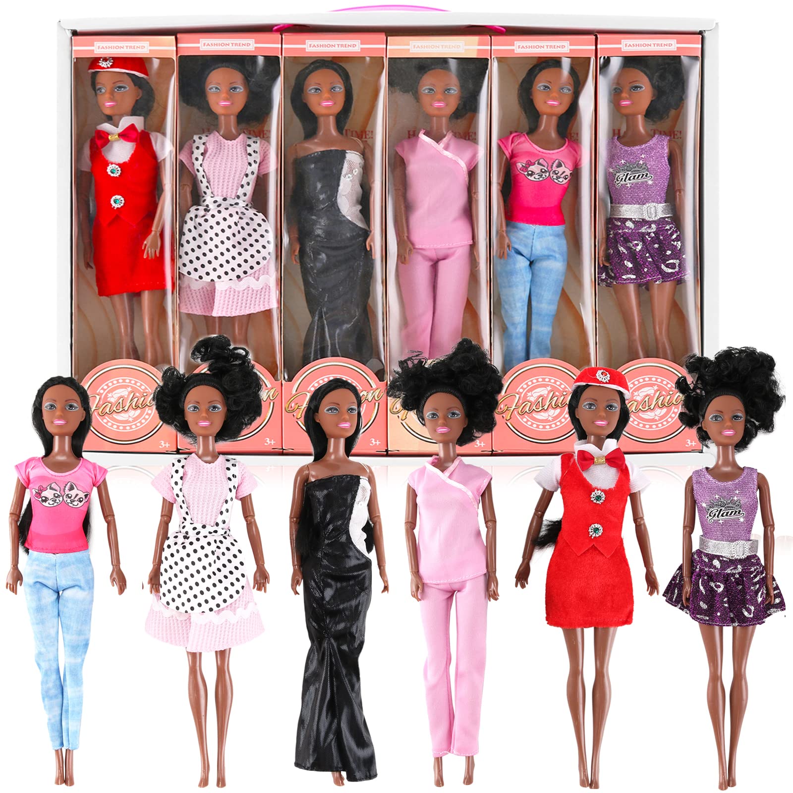 Liberty Imports 11.5-inch African American doll in formal gown for imaginative dress-up play.