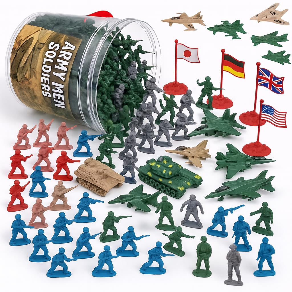 Liberty Imports army men playset bucket with detailed soldiers for imaginative battles.
