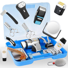 Liberty Imports barber kit playset close-up showcases complete grooming collection