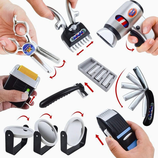 Liberty Imports barber kit scissors help develop fine motor skills during pretend styling