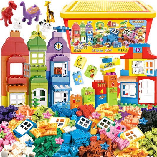Liberty Imports Big Building Blocks bucket shows easy transport and tidy storage for playtime