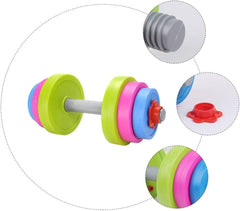 Brightly colored Liberty Imports kid dumbbells for engaging pretend exercise.