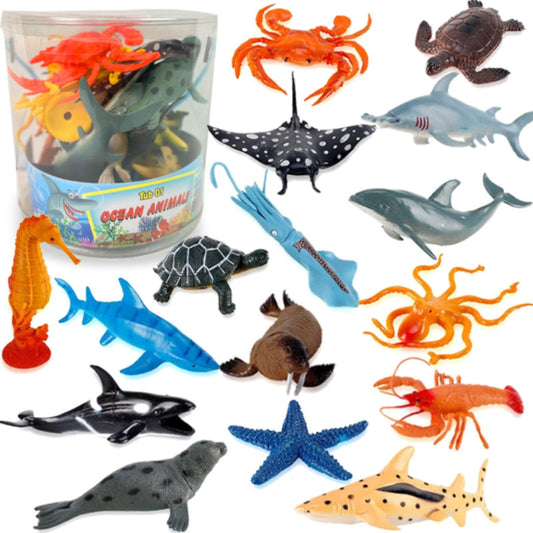 Liberty Imports ocean animals bucket with 16 figures for imaginative play