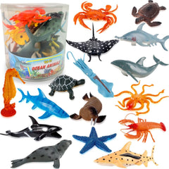 Liberty Imports ocean animals bucket with 16 figures for imaginative play