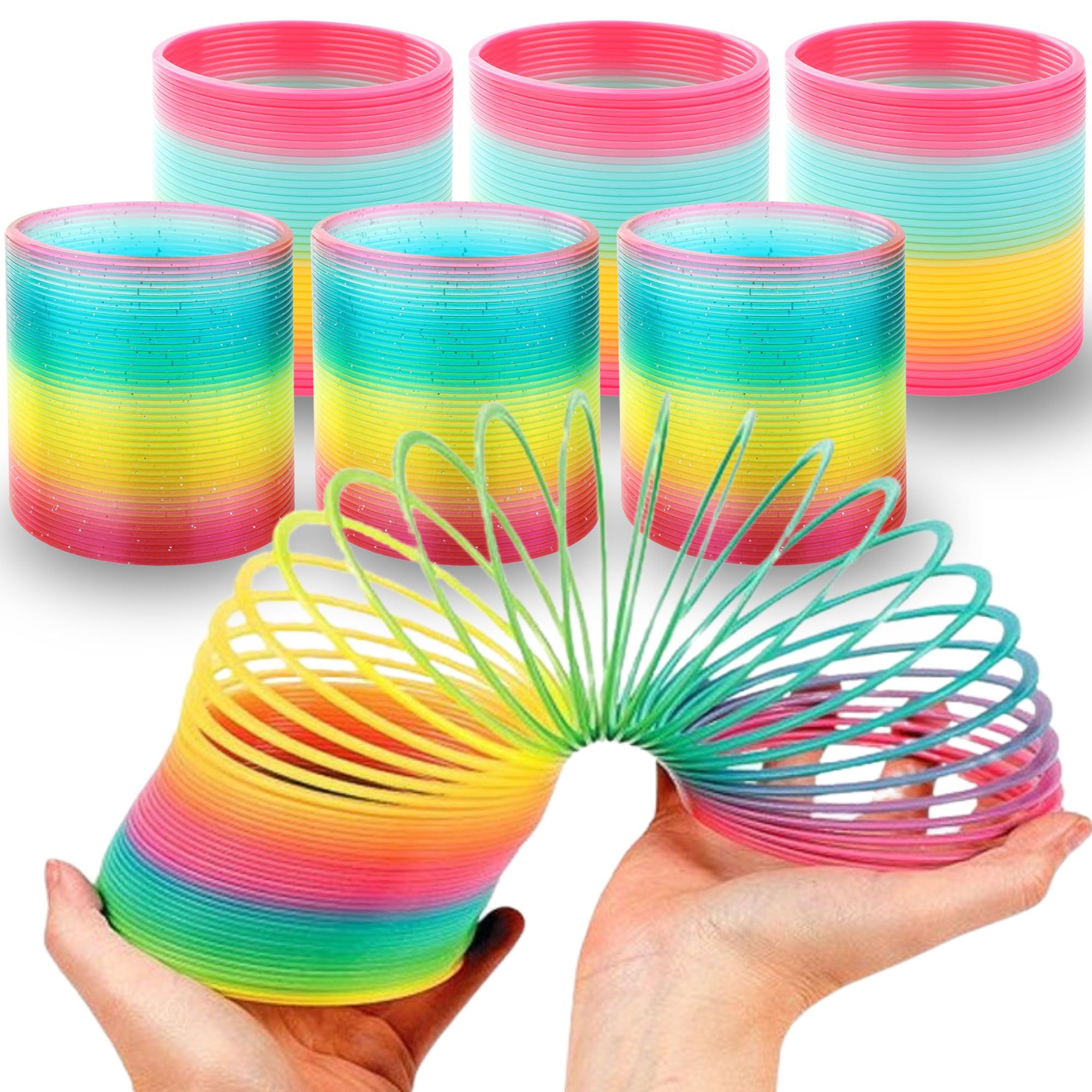 Liberty Imports large rainbow spring 4-inch in action for colorful play