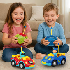 Liberty Imports Cartoon RC Car set ideal for beginner toddlers' playtime.