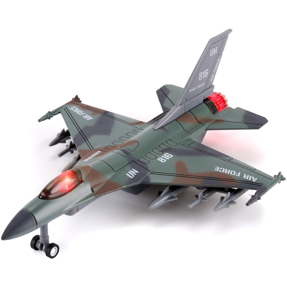 Liberty Imports diecast fighter jet toy front view highlights detailed scale.