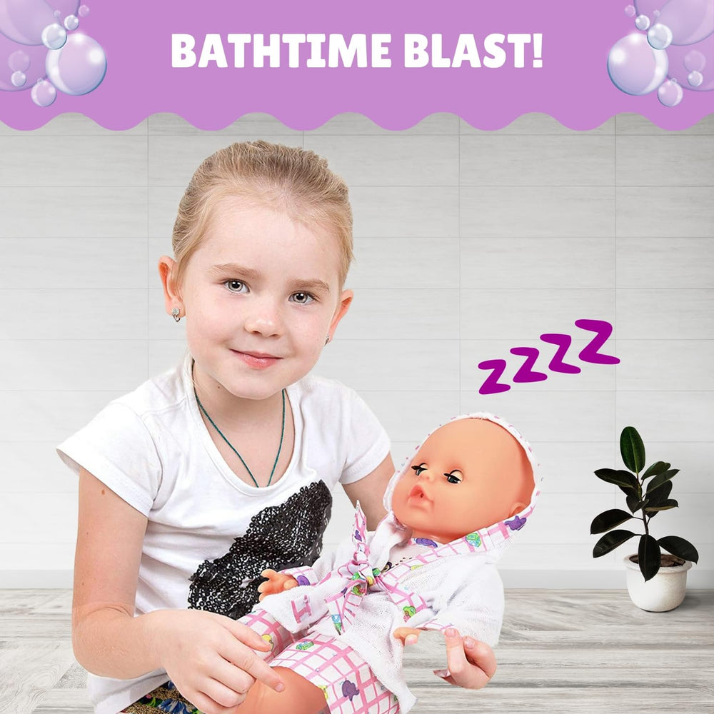 Doll-sized Liberty Imports bathrobe enhances dressing and role-play.