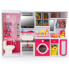 Liberty Imports Doll Mini Bathroom Landru shower with lights boosts imaginative washing role-play