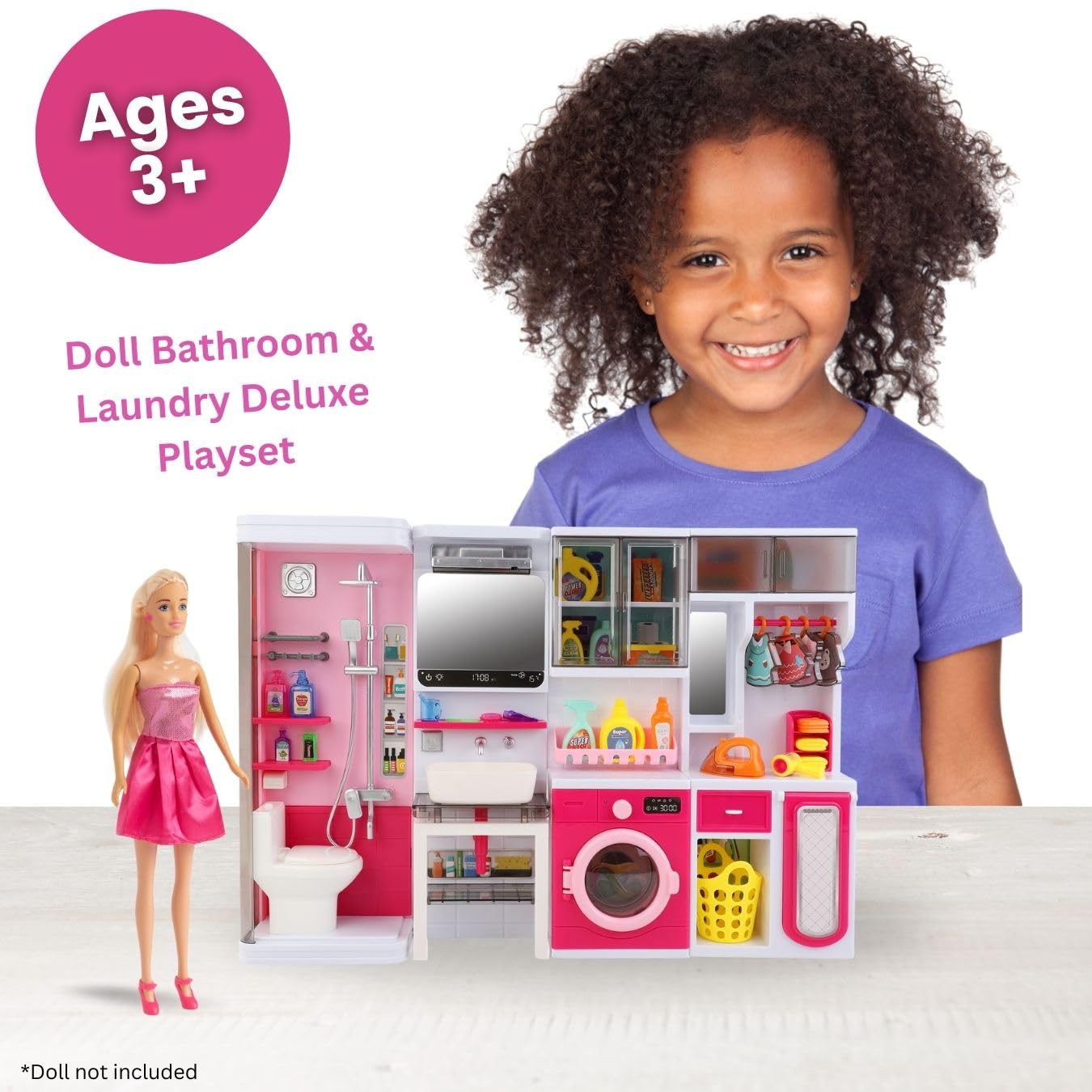 Liberty Imports Doll Mini Bathroom Landru storage shelves keep accessories organized