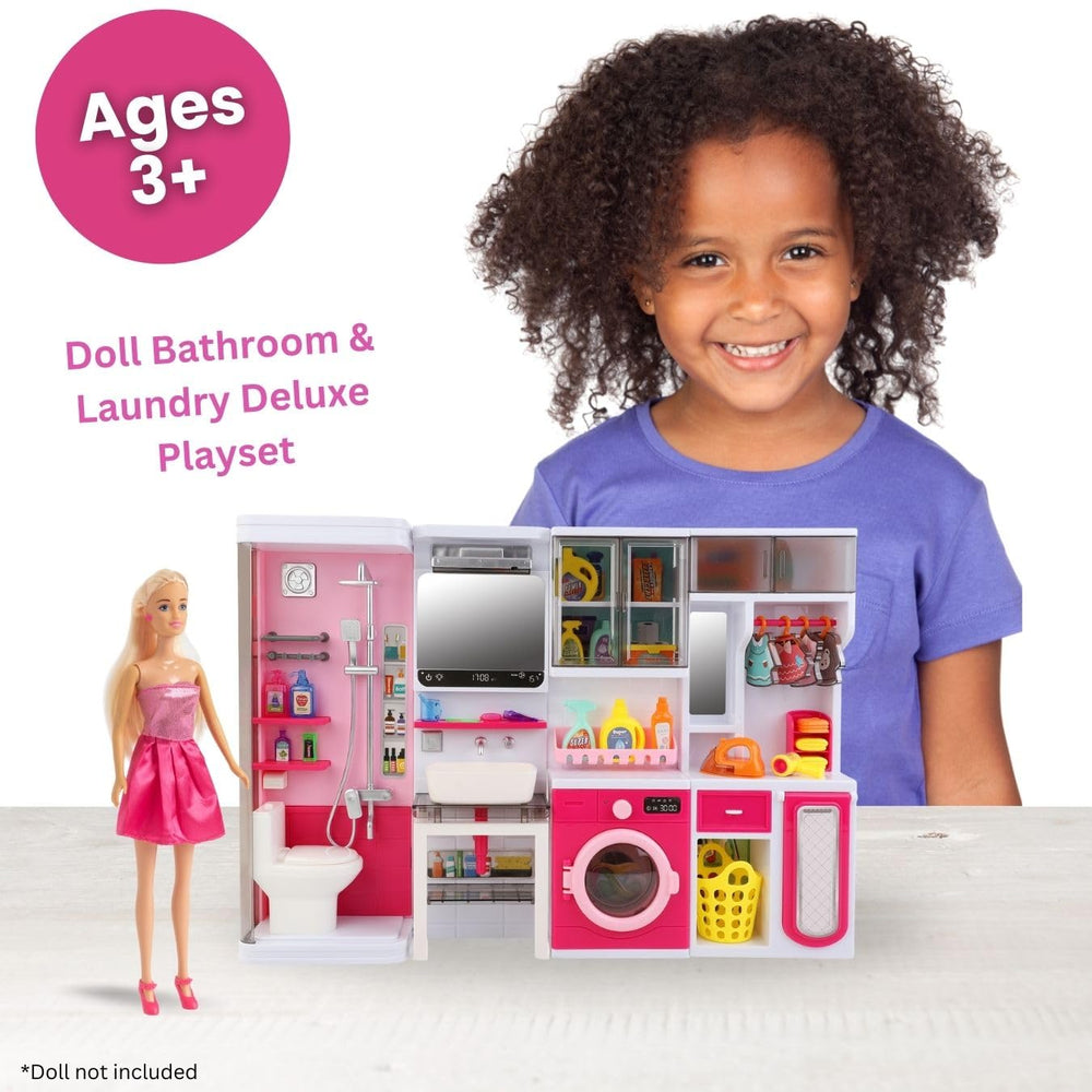 Liberty Imports Doll Mini Bathroom Landru storage shelves keep accessories organized